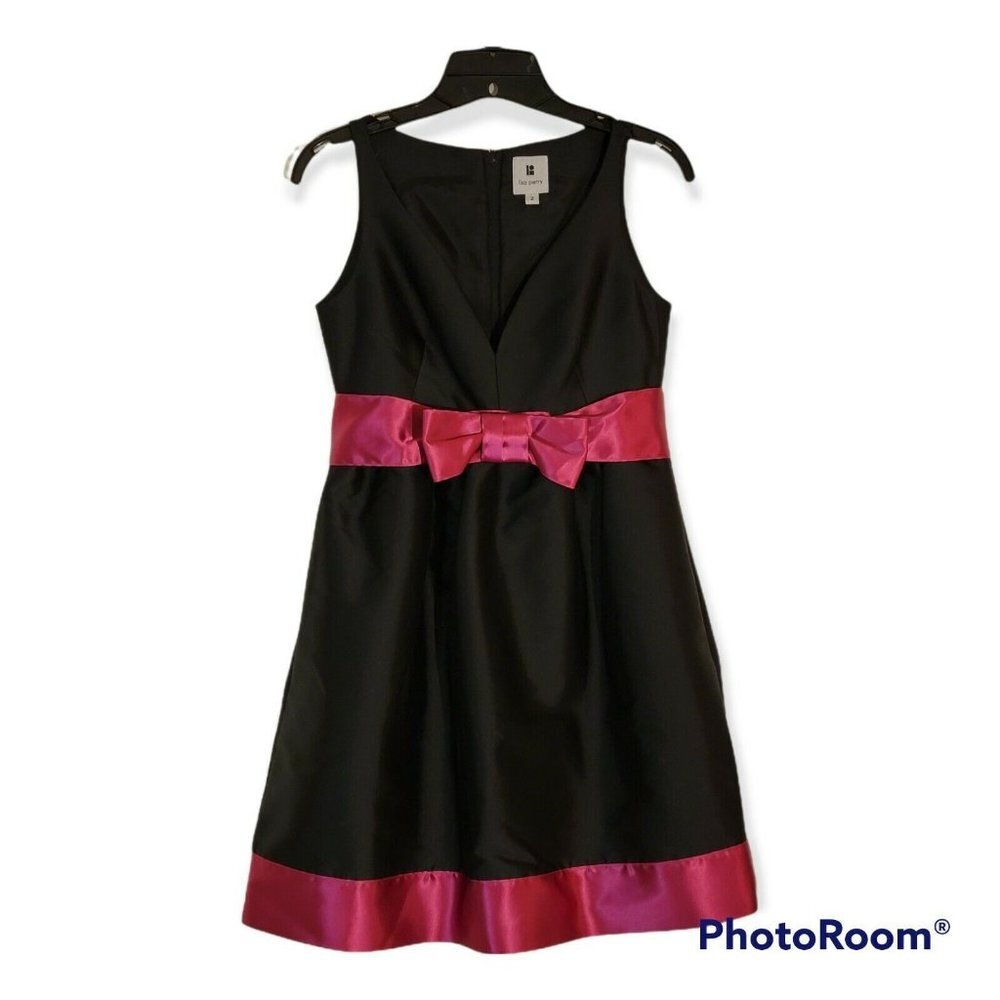 Lisa Perry Black And Pink A Line Cocktail Dress Size 2